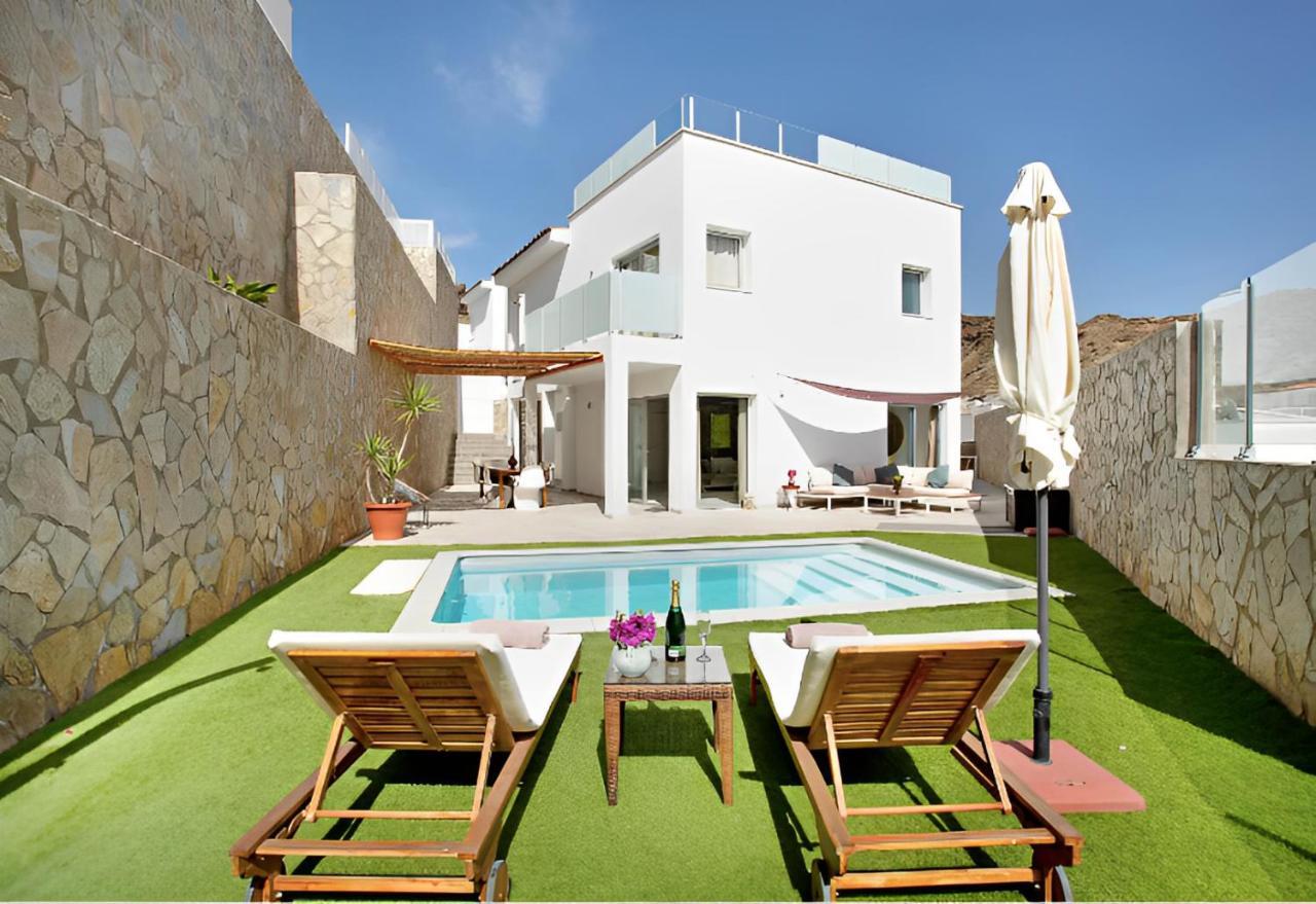Dream Villa With Heated Pool, Rooftop & Ocean Views Mogán 外观 照片
